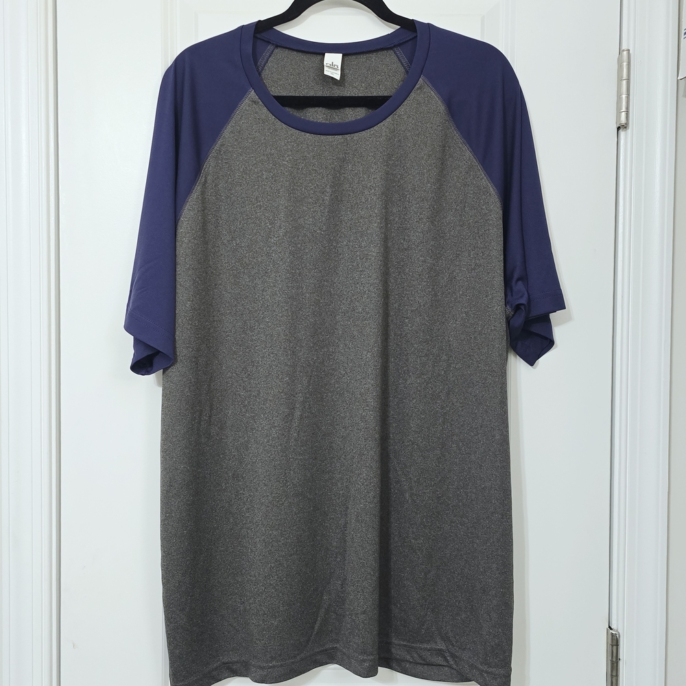 Nwot ALO - 2XL‎ Men's Performance Raglan Athletic Heather Gray/Purple Shirt